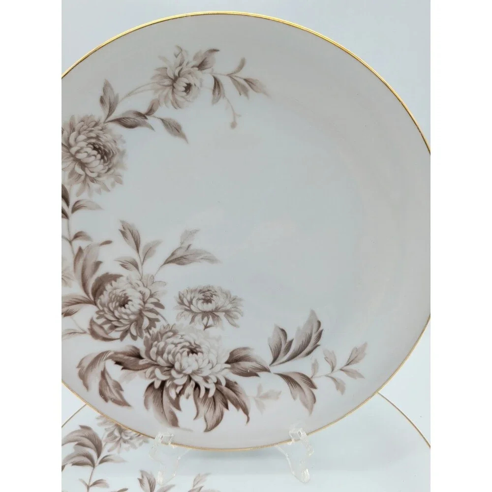 noritake china LaSalle Dinner Plates Set Of 2 Chrysanthemum Gold Rim